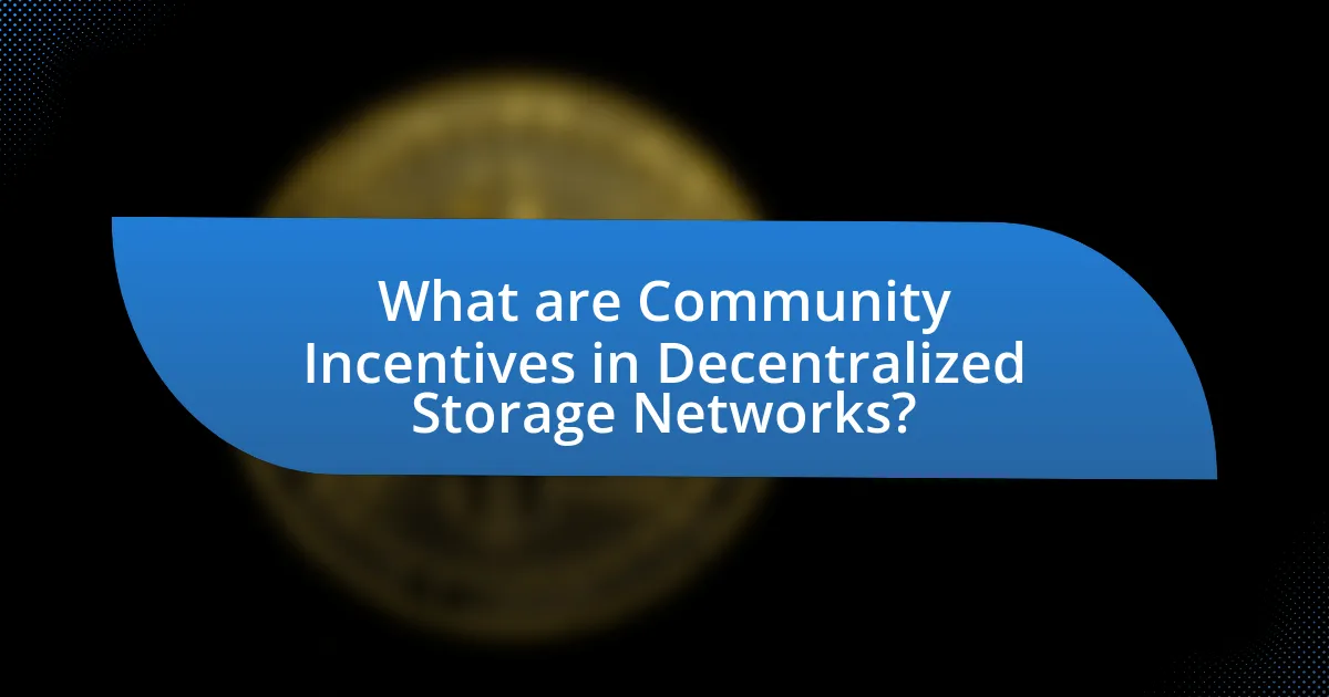 What are Community Incentives in Decentralized Storage Networks?