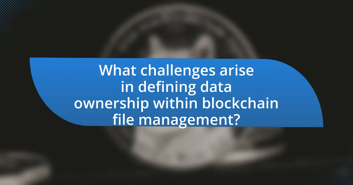 What challenges arise in defining data ownership within blockchain file management?