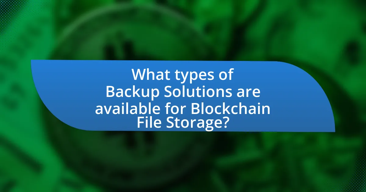 What types of Backup Solutions are available for Blockchain File Storage?
